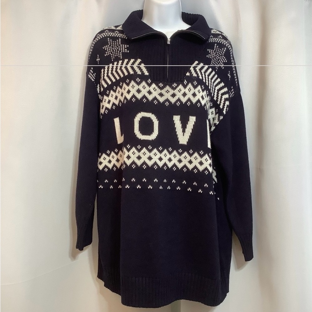 Penningtons Sweater Women’s Size 16 Knit Active Zone Navy White